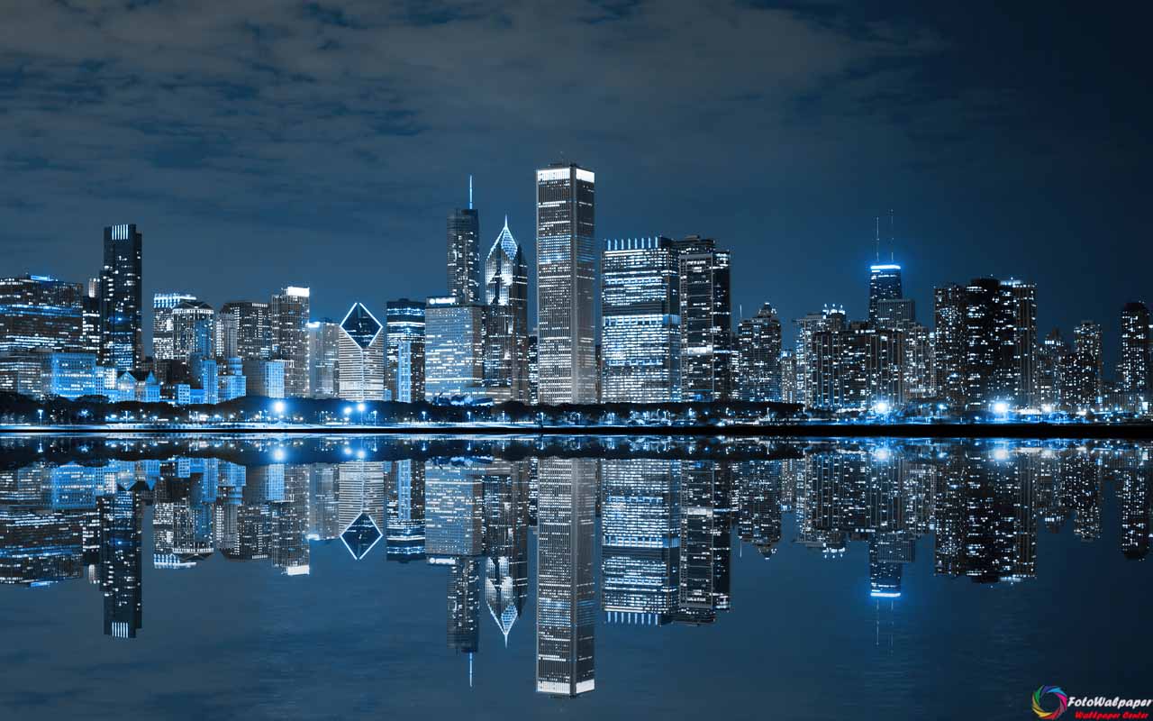 دانلود والپیپر چراغ های شهر شیکاگو