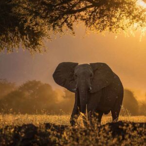 دانلود والپیپر فیل در پرتوهای نور خورشید